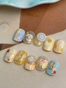 1pc Cartoon Bear Embossed Nail Art Sticker, Cute Cartoon Design, Self-Adhesive Nail Decals, Nail Accessories, Nail Jewelry