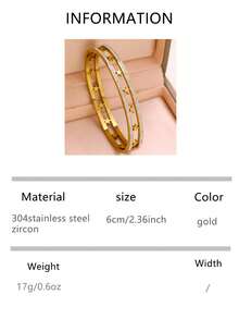 VJS 半件套花朵星形设计手链，优雅女士饰品，镂空304不锈钢镀18K金，百搭日常佩戴及礼品 - 金色 - 查看 9