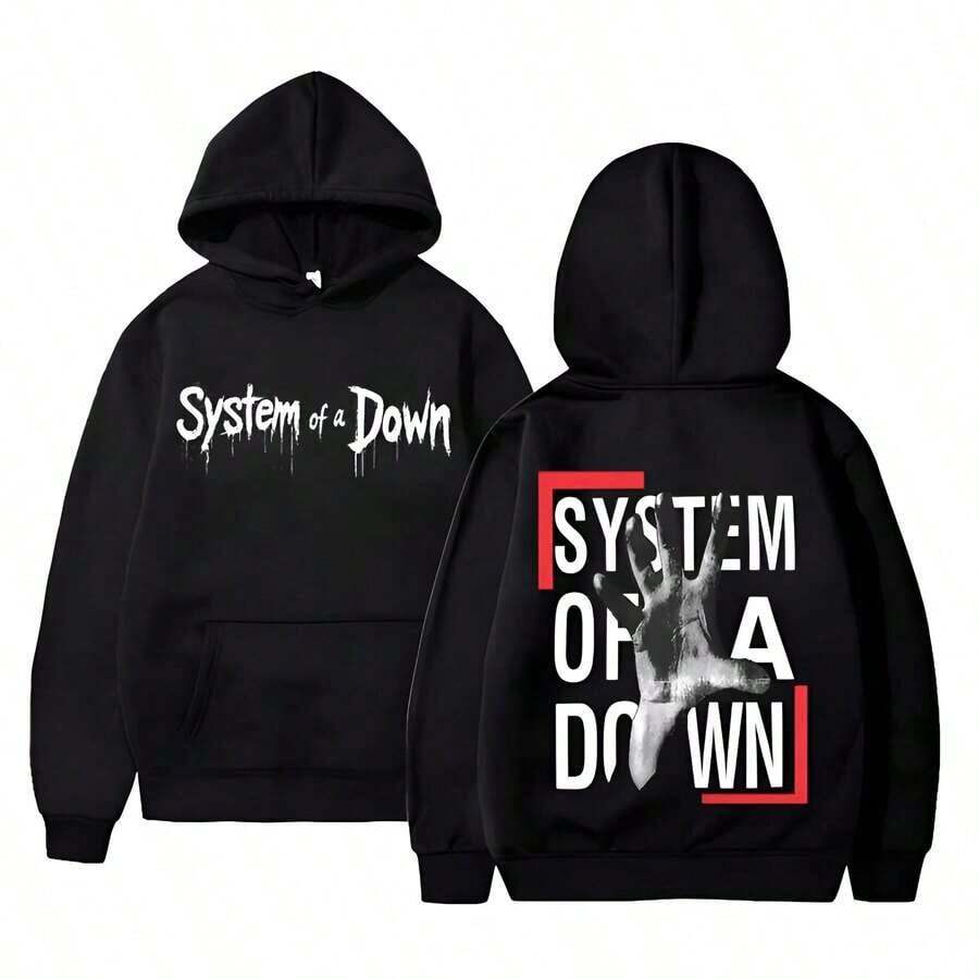 System Of A Down Double Sided Print Hoodie Men Women Rock Vintage Autumn Winter Sweatshirt 90s Alternative Metal HipHop Pul Sweatshirts For Women Hoodies For Men Black Hoodie For Women Men's Hoodie Sweatshirts For Men - Black - View 1