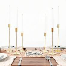 6 قطع/3 حاملات شموع بسيطة، مطلية بالذهب بعملية الطلاء الكهربائي، مناسبة للأعراس والحفلات والمنزل وديكور وسط الطاولة - متعدد الألوان - مشاهدة 9