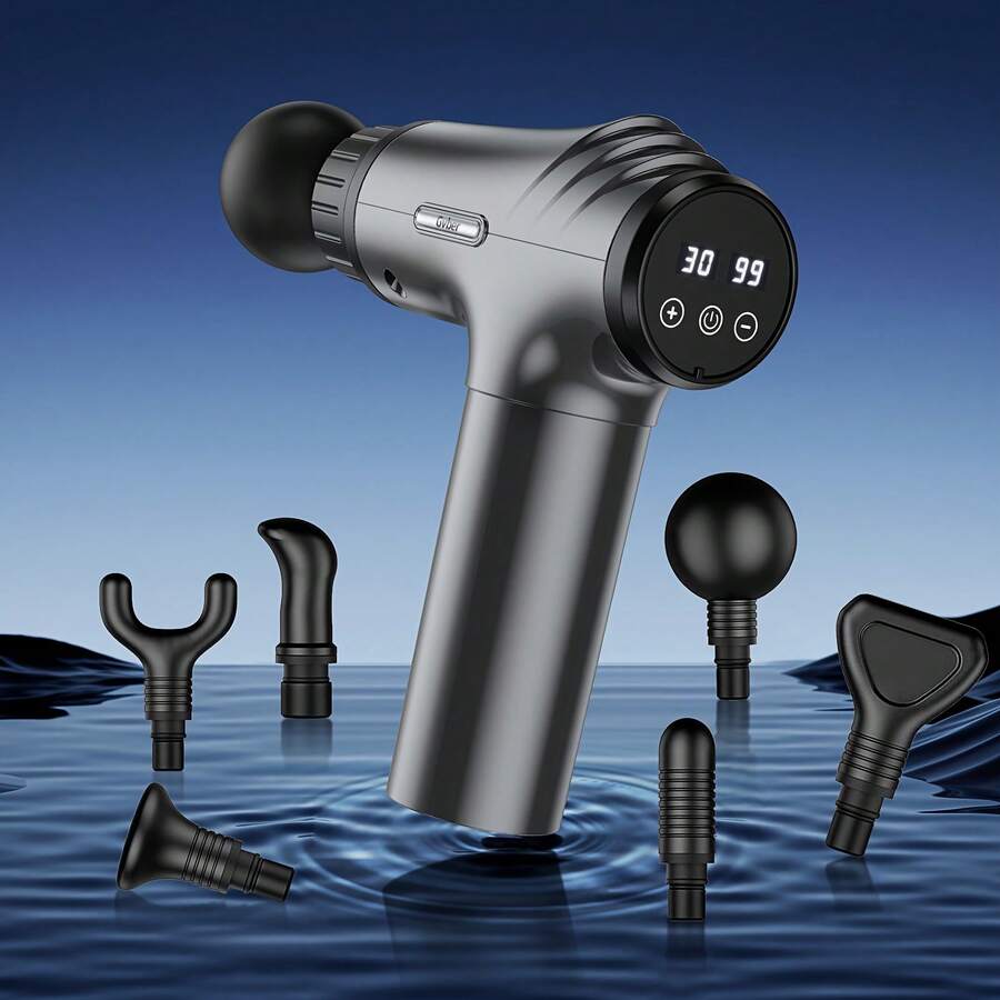 Portable Fascia Body Massage Gun, Relieve The Pression,Ultra-Compact Rechargeable Handheld Percussion Massager, Silent Brushless Motor - High Torque Drive, Elegant Design, Suitable For Home Massage, Sports Massage, Etc.Valentines Gift,Holiday Gift - 灰色 - 查看 1