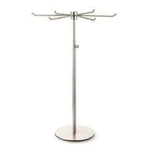 Soporte giratorio para llavero Organizador de joyas de metal plateado cepillado ajustable en altura Soporte de exhiión largo para collar con 6 ganchos Estantes de exhiión resistentes a los arañazos para espectáculos de manualidades - Nquel cepillado - Ver 6