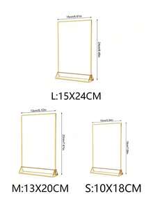4X6" (10X15cm) Acrylic Sign Holder With Gold Frame And Vertical Stand, 1/6/12pcs, Double-Sided Table Menu Display Stand Suitable For Wedding Table Numbers, Restaurant Signs, Photos And Art Displays - Gold - View 9