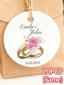 1/10/20/40/60/90 unidades Plantillas personalizadas de etiquetas para regalo de boda, etiquetas personalizadas para anillos con flores, etiquetas editables para anillos con flores, plantillas de etiquetas para regalo de fotos de vacaciones, etiquetas imprimibles para fotos de boda, etiquetas para despedida de soltero/soltera, etiquetas personalizadas, etiquetas de agradecimiento - Multicolor - Ver 12
