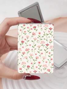 1 pieza Espejo de mano plegable de estilo campestre, espejo de vanidad portátil y ligero, de cuero de PU duradero, adecuado para todas las ocasiones y personas, espejo de bolsillo plegable cuadrado - Multicolor - Ver 11