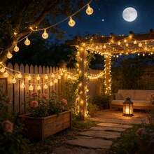 1 pieza Tira de luces de bola de burbujas LED con batería, fácil instalación y fiable, adecuada para bodas, cumpleaños, festivales, patios exteriores, campamentos, iluminación decorativa, regalos del Día de San Valentín, esencial para la decoración de locales, aplicable para la decoración del Ramadán, regalos del Eid Al-Fitr, linternas del Ramadán, decoración del Eid Al-Fitr, Eid Mubarak y todo el mes del Iluminación - Multicolor - Ver 3