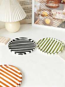 1pc/2pcs Handpainted Striped Ceramic Plate, Elegant Ceramic Dessert/Snack/Jewelry Tray, Suitable For Breakfast, Steak, Pasta, Afternoon Tea, Holiday Gifts - Multicolor - View 6