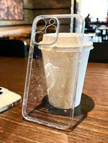 1pc Transparent TPU Soft Case With Whale Spotty Starry Sky Pattern, Fingerprint-Resistant, Camera Lens Protection, Compatible With Apple, Nothing, Pixel, INFINIX, Redmi - Multicolor - View 2