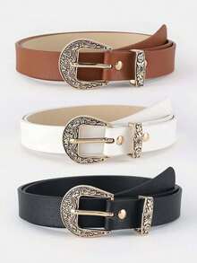 1pc Vintage Style Western Buckle Versatile Waist Belt, Suitable For Dresses And Jeans, Random Color