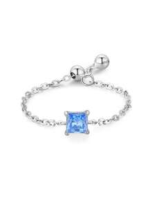 1 chiếc nhẫn bạc 925 đính đá sinh nhật, dây chuyền điều chỉnh được, thích hợp cho nữ giới đeo hàng ngày và làm quà tặng sinh nhật. - Bạc - Xem 21