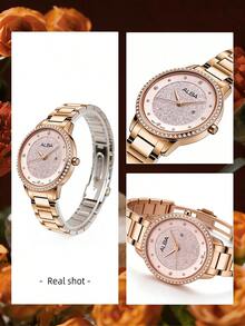 Seiko ALBA 女士优雅水晶腕表：玫瑰金表盘，送给女友或爱人的完美奢华礼物 AH7W20X1 - 金色 - 查看 10