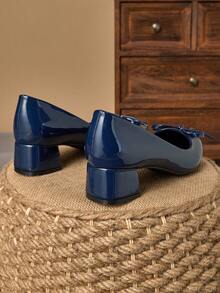 MonaNise Giày cao gót mũi nhọn màu đen bằng vải, kiểu dáng nữ, chất liệu cao cấp, có nơ thắt cổ, thích hợp cho kỳ nghỉ, du lịch, mua sắm, hoạt động ngoài trời. Kiểu dáng retro gợi cảm, giày cao gót màu xám thời trang, đa năng. - Xanh đậm - Xem 6