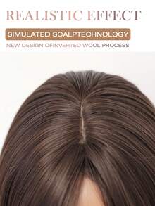 XOUJE 20英寸深棕色直发层次刘海假发，女士柔软易造型合成纤维假发，完美适用于日常佩戴、简约优雅、派对、工作、角色扮演和节日庆典。 - 棕色 - 查看 5