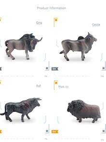 Realistic Cow Model Toy Set, Children's Educational Animal Figurines, Multicolor Wild Animal Collection Models - Grey - View 7