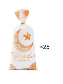 50pcs Eid Mubarak Gift Bags, Size 10.7"X4.9", Ramadan Decorative Candy Plastic Cellophane Gift Bags With Silver Twist Ties, Ramadan Candy Bags, Eid Mubarak Ramadan Castle Moon Star Cellophane Bags, Suitable For Eid Party Favors Decor, 25/50pcs Set - Multicolor - View 8