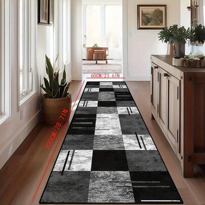 1pc Modern Minimalist Geometric Circle Line Pattern Carpet, Home Decor Rug, Ins Style Rug, Hallway Rug, Long Rug, Suitable For Living Room, Hallway, Bedroom, Kitchen, Entryway, Indoor, Closet, Backyard, Durable And Easy To Clean, Soft And Comfortable Rug, Artistic Bedside Rug, Living Room Welcome Mat
