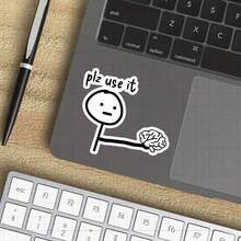 3-Inch "Plz Use It Sticker - Funny And Relatable Vinyl Sticker For Laptops, Notebooks, Water Bottles, Study Desks, Personal Corners, And Humor Zones | Great For Humor Fans, Students, Tech Lovers, And Friends | Perfect Gag Gift For Friends, Family, And Colleagues | Hilarious Sticker For Tech Humor, Sarcasm, And Creative Expression" - Đen và trắng - Xem 7