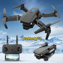 Drone E88 con cámara hd - quadrocopter plegable con control remoto + conjunto completo de accesorios de aventura, función de punto de navegación, retención de altura, más fácil de usar, regalos de navidad, vacaciones/regalos de cumpleaños necesarios - Negro - Ver 4