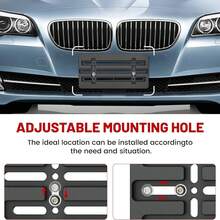 Front License Plate Bracket Kit - Universal 12x6 Inch Frame With Screws And Wrench For Vehicles - Black - View 3