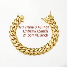 1pc 12mm 316L Stainless Steel Miami Curb Chain Nekclace Or Bracelet  For Men Jewelry Cuban Link Chain Necklaces For Men Gold Chain Cuban Link Chain Women Baddies Chain  Bracelets For Men Accessories Suitable As Valentine's Day Gift, For Party And Daily Wear - 12毫米(0.47吋) - 查看 16