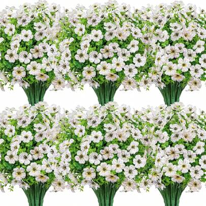 3 Bunches Of 14.96 Inch Outdoor Artificial Flowers, UV-Resistant Fake Plastic Floral, Suitable For Spring/Summer Garden, Window Sill, Planter, Vase, Home Decor Indoor And Outdoor