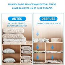 10 bolsas reutilizables para almacenar al vacío + 1 bomba de aire manual gratis. Bolsas de compresión compactas, bolsas de almacenamiento al vacío de alta calidad, esenciales de viaje, ahorradoras de espacio, ideales para ropa, almohadas y pijamas, con gran capacidad para guardar ropa, edredones y almohadas. - transparente - Ver 2