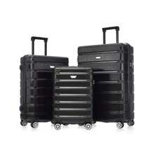 MERAX Hardshell Luggage Set 3 Piece Durable ABS+PC Travel Suitcase With Spinner Wheels For Men Women 20/24/28 Inch Black - Negro - Ver 1