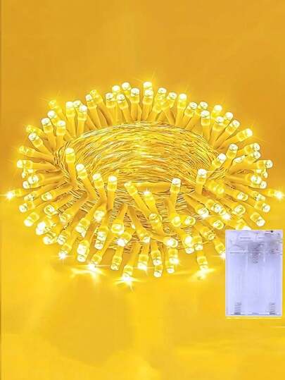 1pc 19.6ft/32.8ft/49.2ft Battery Powered LED Fairy String Lights, Suitable For Yard, Tree, Bedroom Decor, Wedding, Birthday Party, Window Hanging, Garden, Indoor Room Wall, Camping Tent, Boys & Girls Room Decoration