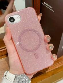 新款时尚磁吸渐变闪粉手机壳，兼容 11/12/13/14/15/16/17 Pro/Pro Max，创意个性化防摔保护套 - 粉色 - 查看 1