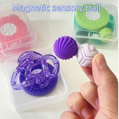 3pcs/Set Stress Relief Toy Combo, Includes Tactile Sensory Stones, Magnetic Balls (Random Style) And Crystal Twisty Toy. Made Of ABS Material, Portable Multi-Functional Stress Relief Toys, Travel Toys, Suitable As Easter, Valentine's Day And Birthday Gifts