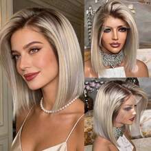 High Heat Fibre Realistic Lace Front Wig Medium Light Brown Warm Blonde Highlights 13x4 HD Lace Front Wig For Women Hair Loss 13x4 Glueless Long Wavy Wigs Cosplay Daily WEar - Multicolor - View 12