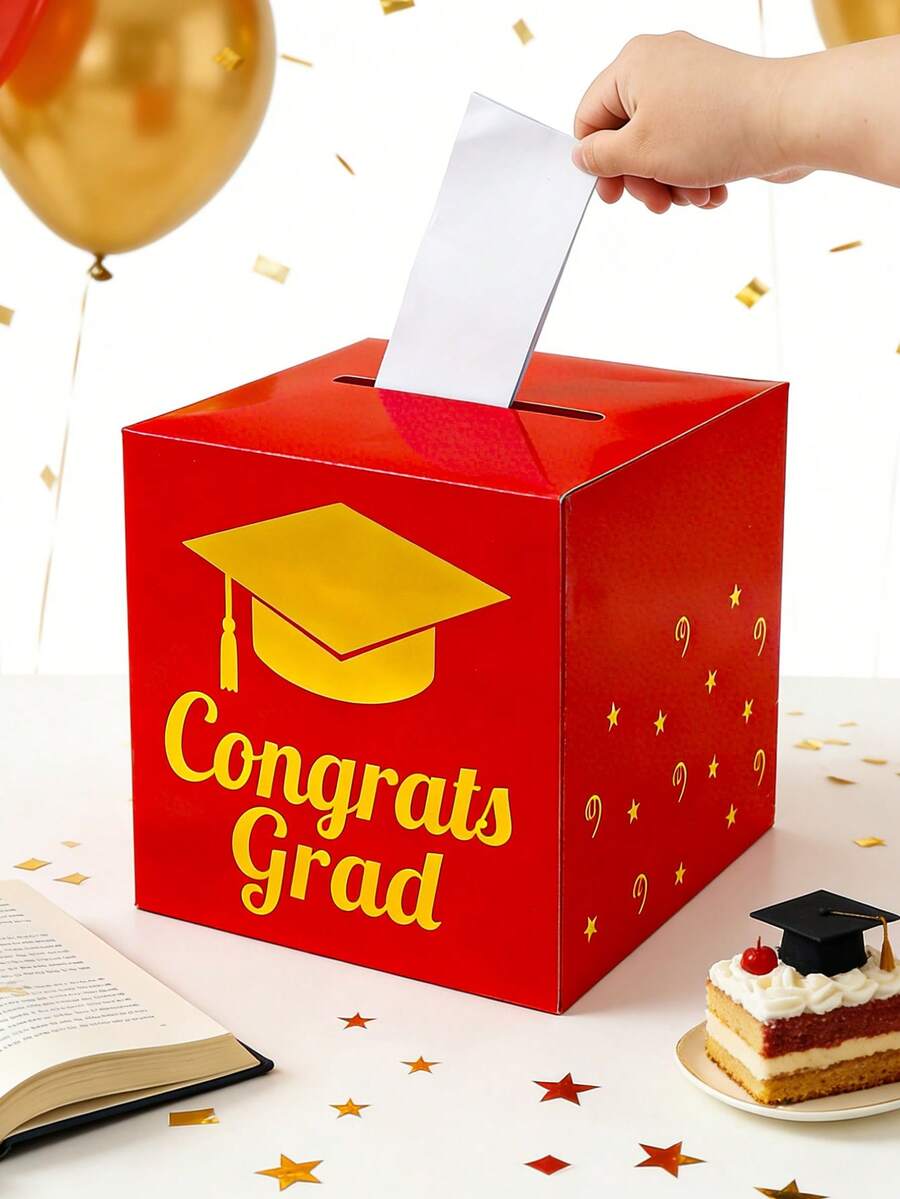 1 Bộ Hộp Thiệp Giấy Tiệc Tốt Nghiệp, Hộp Viết Lời Chúc Tốt Nghiệp In Hình Mũ Tốt Nghiệp Màu Đỏ & Vàng, Hộp Thu Thập Quyết Định Tốt Nghiệp, Đồ Dùng Tiệc Tốt Nghiệp, Trang Trí Tốt Nghiệp 2026, Phụ Kiện Trò Chơi Tiệc Tốt Nghiệp, Trang Trí Bàn Để Bàn Chúc Mừng Tốt Nghiệp, Quà Lưu Niệm Tốt Nghiệp, Quà Tặng Tiệc.
