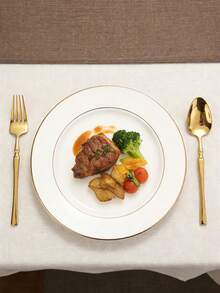 2/4/8/16件套不锈钢餐具套装，包括餐叉和餐勺，适用于餐厅、酒店、婚礼、学校等场所。 - 金色 - 查看 4