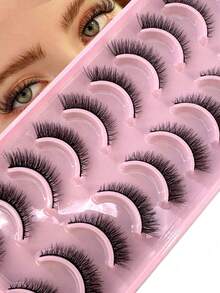 10 pares de pestañas postizas de visón 3D suaves y esponjosas, pestañas postizas dramáticas hechas a mano que dan un aspecto natural, pestañas postizas gruesas y voluminosas - Negro - Ver 1