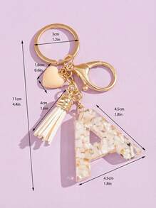 POKOJA LAND 1 件女士米色水滴硅胶字母心形流苏钥匙扣，创意手提包挂饰，适合赠送朋友情人节情人汽车配件学校可爱哥特 Y2k - 米色 - 查看 4