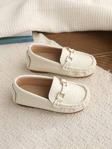 1 Pair Spring New Fashion Versatile Stitched Children Flat Shoes - Beige - View 5