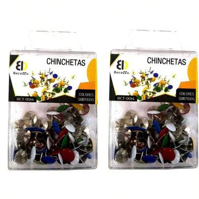 50 Uds. Chinchetas de cabeza redonda, chinchetas coloridas, adecuadas para pintar, oficina, escuela y tablones de anuncios.