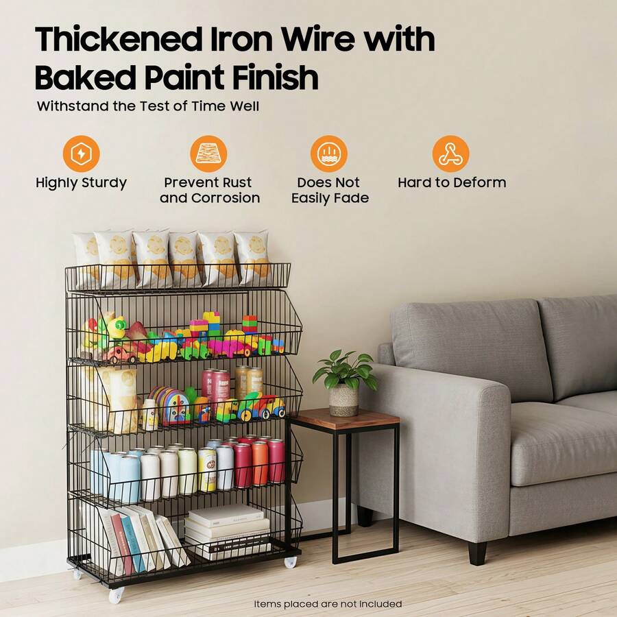 5-Tier Heavy Duty Display Rack With 44 Lbs Capacity, Slanted Baskets ...