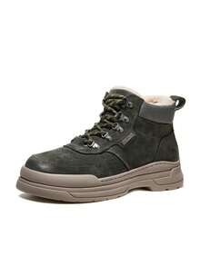 CAMEL CROWN Men's Winter New Thermal Lined Warm Increased Height Durable Casual High-Top Work Boots - Dark Green - View 1