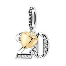 CYMYSS 1pc Fashionable Numeral Pendant, Silver-Plated Copper With Cubic Zirconia, Heart Accent, Birthday/Anniversary Gift For Women - Multicolor - View 20