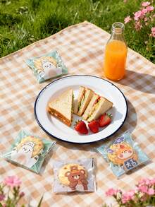 100/300/500个装透明可爱小熊自封零食袋，一次性单包装袋，适用于饼干、太妃糖、糖果，感恩节、圣诞节、新年等节日礼品 - 彩色 - 查看 9