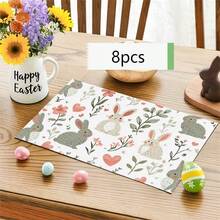 1/2/4/6/8/300 Pcs Luxury Placemat Set, Featuring Modern Minimalist Easter Bunny Pattern Design. Size: 12*18 Inches/30*45 Cm, Multiple Patterns Available, Suitable For Easter Dining And Home Decor. - Multicolor - View 12