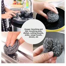 1pc/4pcs/6pcs Steel Wool Scouring Pads, Cleaning Ball, Pot Scrubber, Multi-Pack, Removes Grease - Multicolor - View 6