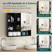 Rectangular Mirror Jia nan JIANAN LED with Storage 60x60cm Black - como en la foto - Ver 6