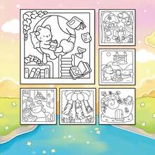 24 Páginas - 130g, Livro de Colorir Fofo de Coelho com Laço, Estilo Adorável e Curativo, Elementos de Coelho com Laço, Esquema de Cores Branco e Rosa, com Detalhe de Copo de Água, Desenho Relaxante, Adequado para Papelaria, Material Escolar, Ótimo Presente para Meninas, Dia dos Namorados, Ano Novo - Pequenos Amigos - Visão 10