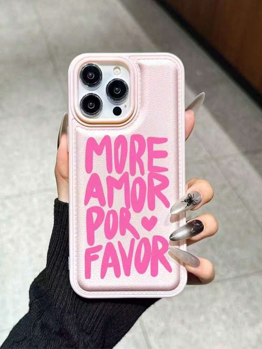 1pc New Thick Anti-Scratch Leather Texture Phone Protective Case, Compatible With IPhone 15 Pro Max, 14 Plus, 13 Pro Max, 12, 11, 7G, 7P, IX, XR, XS Max, 17 Pro, Air, With Camera Bump And Anti-Drop Protection - Pink - View 1