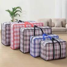 1个学生搬家袋，防水分类袋，加厚行李袋，搬家打包袋，加厚防水，大容量行李收纳袋，结实编织袋，装饰收纳袋，节日装饰收纳盒，适用于搬家、衣物和家居用品，颜色随机 - 彩色 - 查看 6