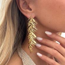 2pcs/Set Bohemian Geometric 3D Leaf & Wheat Earrings, Elegant Luxury Daily Casual, Party, Wedding, Women's Festival Versatile Jewelry Gift - Earring - View 10