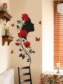 1 件情人节家居装饰墙贴，多尺寸 PVC 自粘可移除墙贴，浪漫心形玫瑰和情侣图案，节日装饰，适用于卧室、客厅、书房、餐厅、浴室、家居墙面装饰、房间装饰等。 - 彩色 - 查看 16