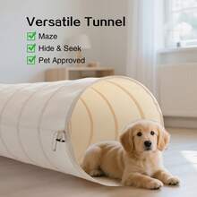 Kids Play Tunnel Play Toys For Toddlers: Pop Up Kids Play Tunnel For Baby, Children Crawl Through Indoor - Collapsible Montessori Sensory Gift For Activity - Lightweight Pet Tunnel For Dogs, Puppy - Beige - Beige - View 6
